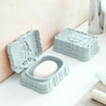 thumbnail image 4 of Rose Carved Soap Dish with Lid Bathroom Household Connected Draining Soap Box European Print Soap Holder, 4 of 5