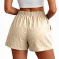 thumbnail image 7 of ADSSDQ Cotton Linen Shorts Women Plus Size Elastic Waist Drawstring Summer Beach Shorts with Pockets Casual Solid Color Pant Khaki M, 7 of 7