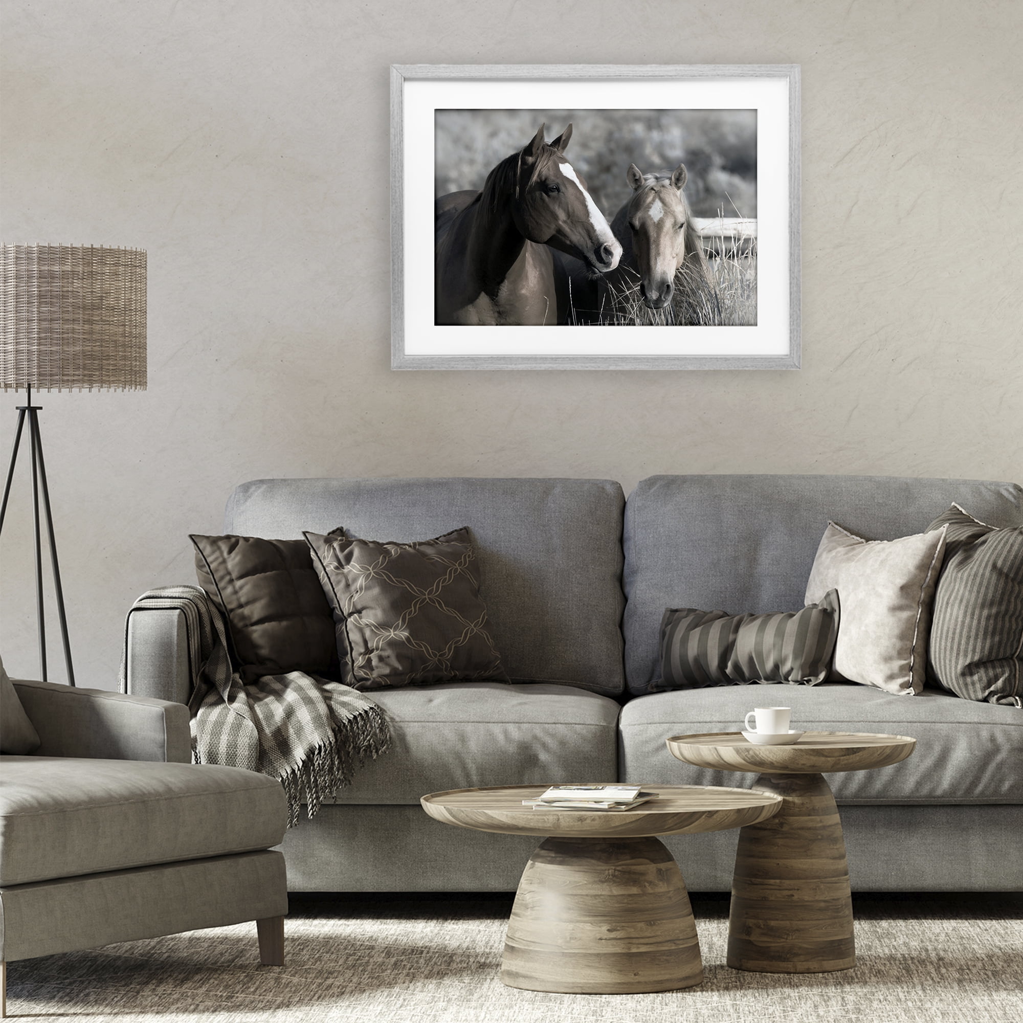 Stupell Industries Content Horses In Pasture Gray Framed Print Under Glass, design by Danita Delimont