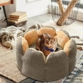thumbnail image 3 of PureCasa Soft Plush Cute Dog Cat Bed, Washable Non-Slip Thick Fluffy Pet Bed for Fall Winter, Calming Cushion Sleeping Pad for Small Cats Dogs, Floral Home Decor, Round, 1 Pack, 20"x20", Gray, 3 of 5