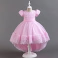 thumbnail image 3 of Girl's 3D Flower Carved Boutique Dress, Gorgeous Style Princess Dress With Tail, Wedding Party Birthday Party Prom Performance O, 3 of 5