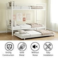 thumbnail image 5 of Bunkbed with Roll Out Trundle Bed Frame, Metal Bunk Bed with Trundle, Trundle Twin Bunk Bed with Ladders and Guardrails for Guest Room, Space Saving Bedroom Furniture, 5 of 9