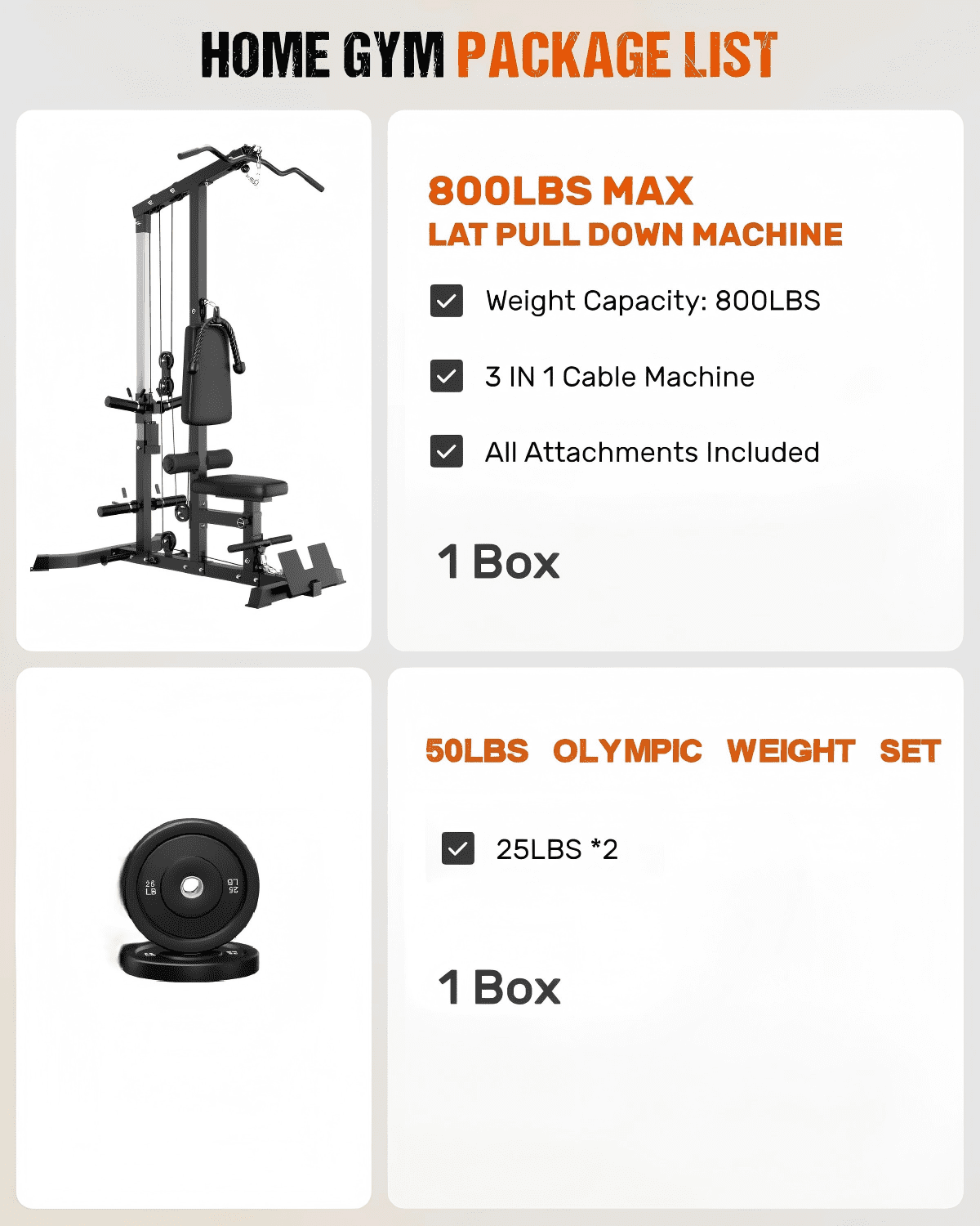 3 in 1 LAT Pulldown Machine, LAT Row Cable Machine with AB Crunch, LAT Tower with Cable Row Attachments, Pulley Stations for Home Gym