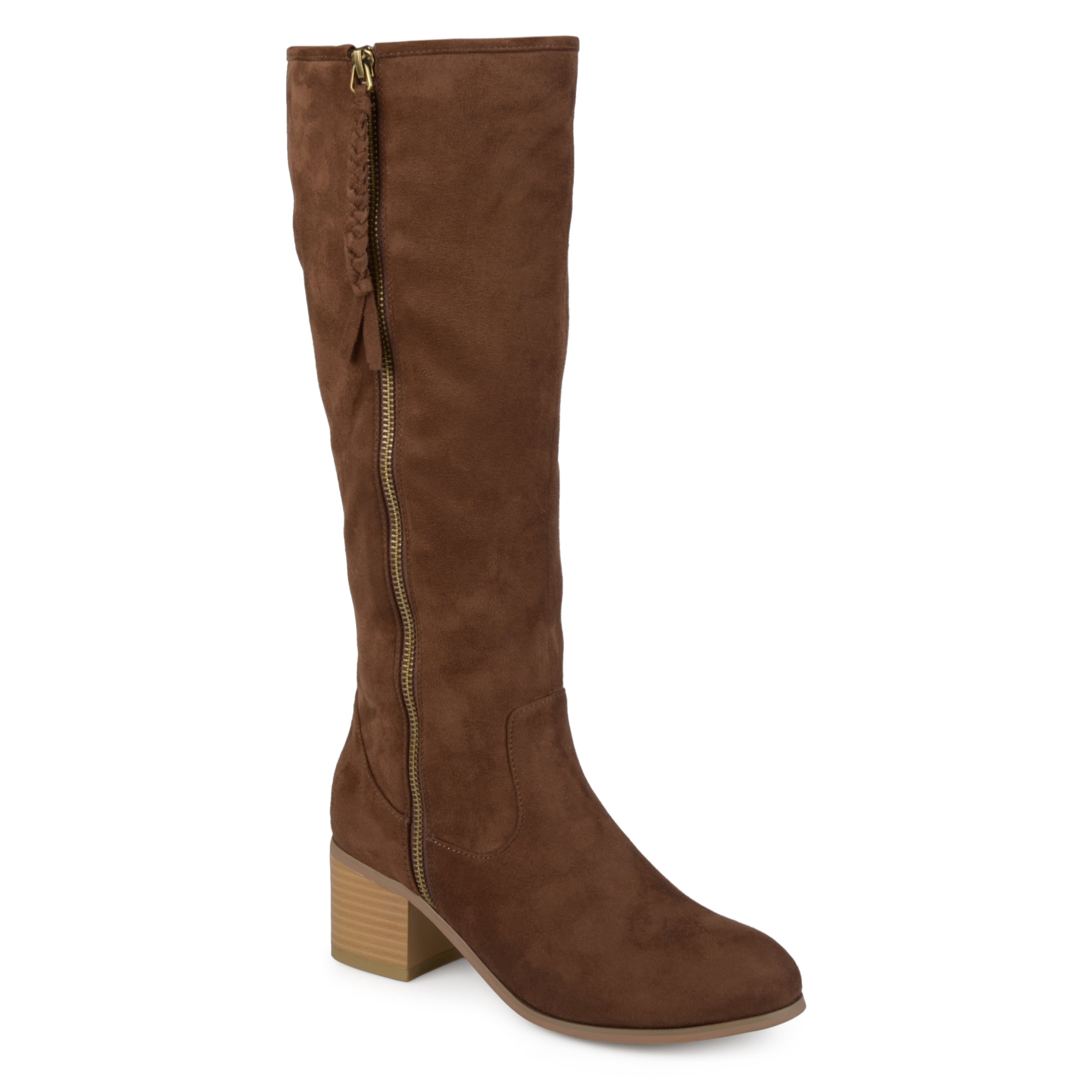 Mid-calf Stacked Wood Heel Boots 