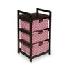 Three Drawer Hamper/Storage Unit-Fabric:Pink Polka Dot,Finish:Espresso