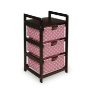 Three Drawer Hamper/Storage Unit-Fabric:Pink Polka Dot,Finish:Espresso