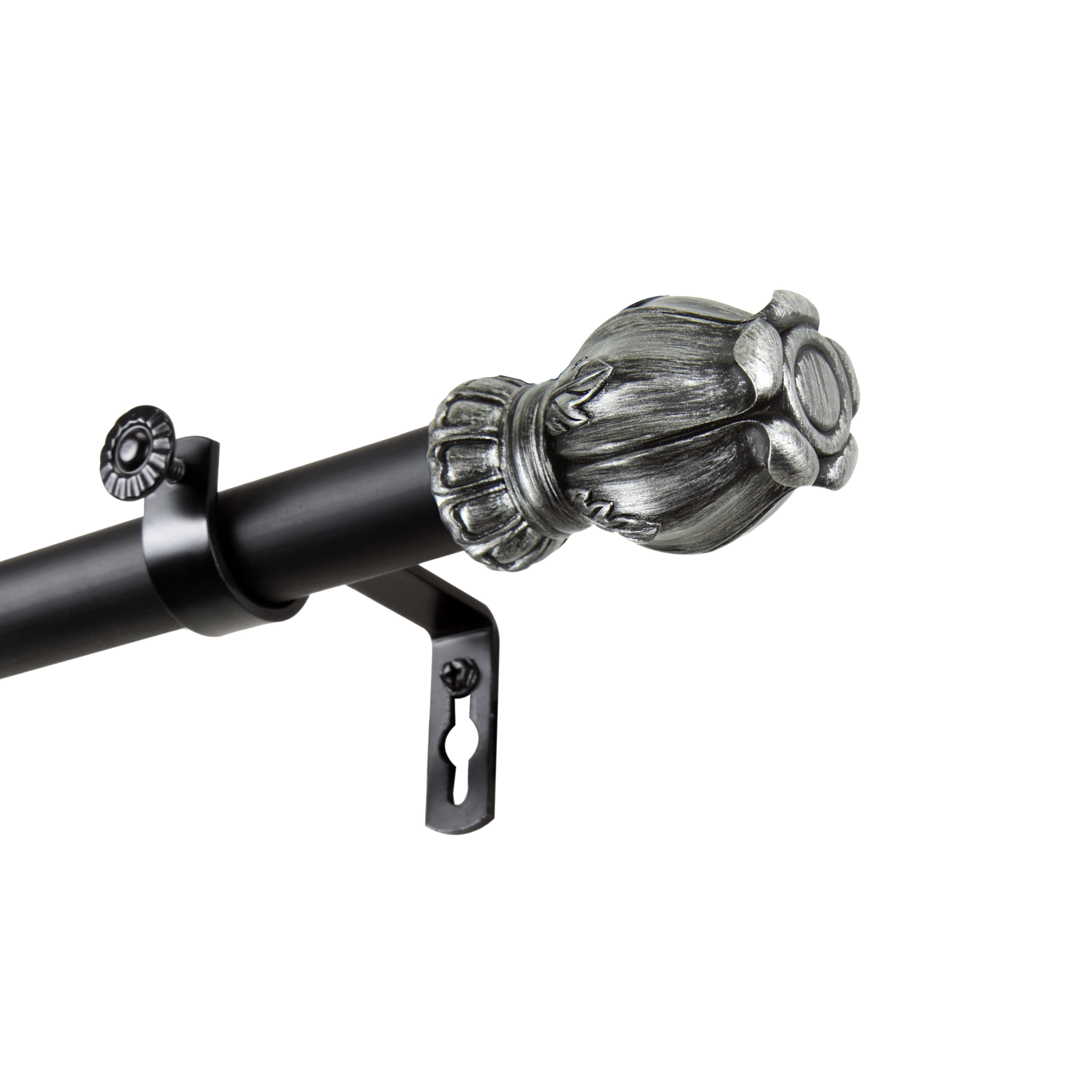 1" Dia Adjustable Bella Curtain Rod 120-170 inch - Black
