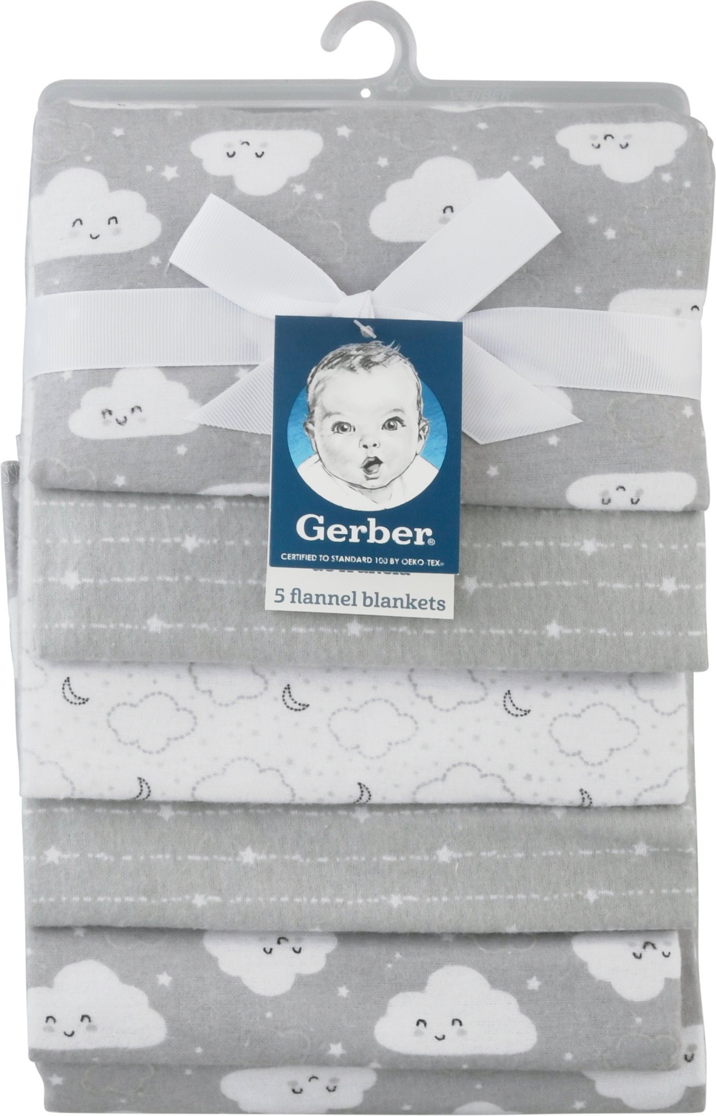 Gerber Baby Girls 100% Cotton Flannel Receiving Blankets, 5-Pack