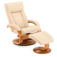 Mac Motion Chairs Hamar-C Cobblestone Top Grain Leather Swivel Recliner and Ottoman