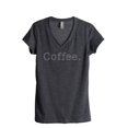 thumbnail image 1 of Thread Tank Coffee. (Simple Text) 530W Women's Relaxed V-Neck T-Shirt Tee Charcoal X-Large, 1 of 4