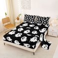 thumbnail image 2 of Homewish Classic Halloween Ghost Bed Sheets,Silhouette Spooky Pattern Full Size Sheets,Black White,4pcs,1 Flat Sheet,1 Fitted Sheet and 2 Pillowcases, 2 of 6