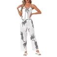 thumbnail image 2 of INSPIRE CHIC Women's Leopard Satin Pajama Set Sleeveless V-Neck Cami & Elastic Waist Lounge Pants XL White, 2 of 6