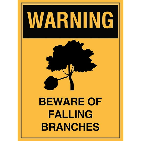 Warning Beware Of Falling Branches Metal Tin Sign Aluminum Warning Signs For Indoor & Outdoor Yard Lawn Sign Home Decor 8x12 inch