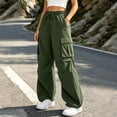 thumbnail image 3 of Sentuca Womens Cargo Pants Solid Color Drawstring Elastic Waist Jogger Pants with Multi-Pockets Adjustable Cinched Hem Casual Trousers Army Green L, 3 of 8