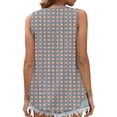 thumbnail image 3 of Women's Summer Casual Fashion Printed Loose Round Neck Sleeveless Tops Khaki,M, 3 of 5