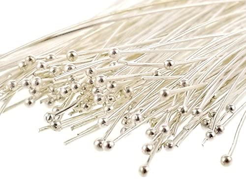 100PCS Silver Plated Head Pins 3 inches long 22Gauge Earring Sulpplies 