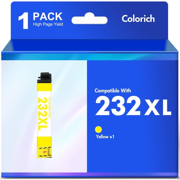 1-Pack 232XL Ink Cartridges Compatible for Epson 232 232XL Printer Ink for Workforce WF-2930 WF-2950 Expression XP-4200 XP-4205 (Yellow)