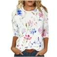 thumbnail image 2 of Jsaierl 3/4 Sleeve Womens Tops Summer Round Neck Shirts Fashion Graphic Petite Blouses Workout Loose Fit Tunic Top S-3XL, 2 of 5