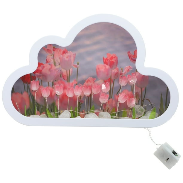 1 juego de lámpara de noche de escritorio con forma de nube y tulipán para dormitorio, luz de noche para el hogar