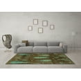 thumbnail image 3 of Ahgly Company Indoor Round Abstract Turquoise Blue Modern Area Rugs, 4' Round, 3 of 4