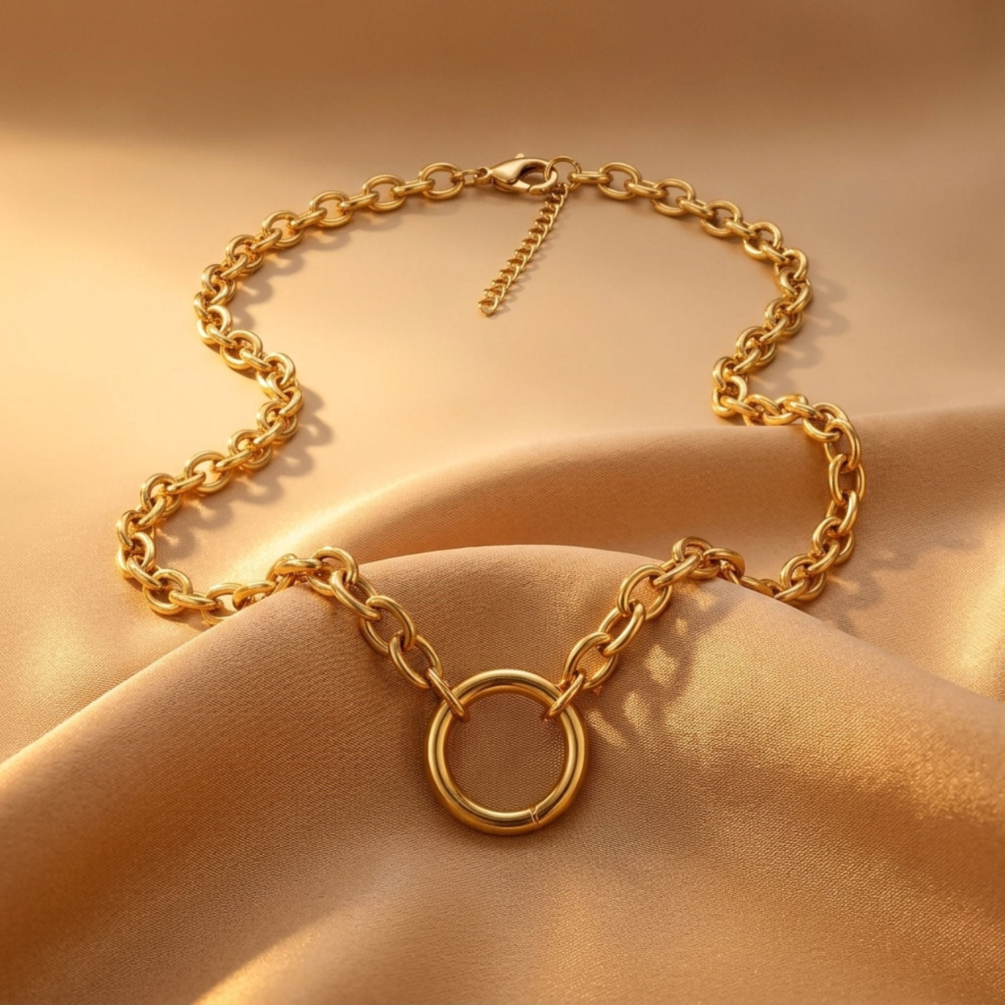 Carabiner Charm Necklace for Women O Link Chain Round Holder Stainless Steel by Ginger Lyne