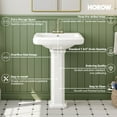 thumbnail image 2 of HOROW 23 x 19 Inch Pedestal Sink, Rectangular White Ceramic with Overflow,with 3 Faucet Holes, 2 of 9