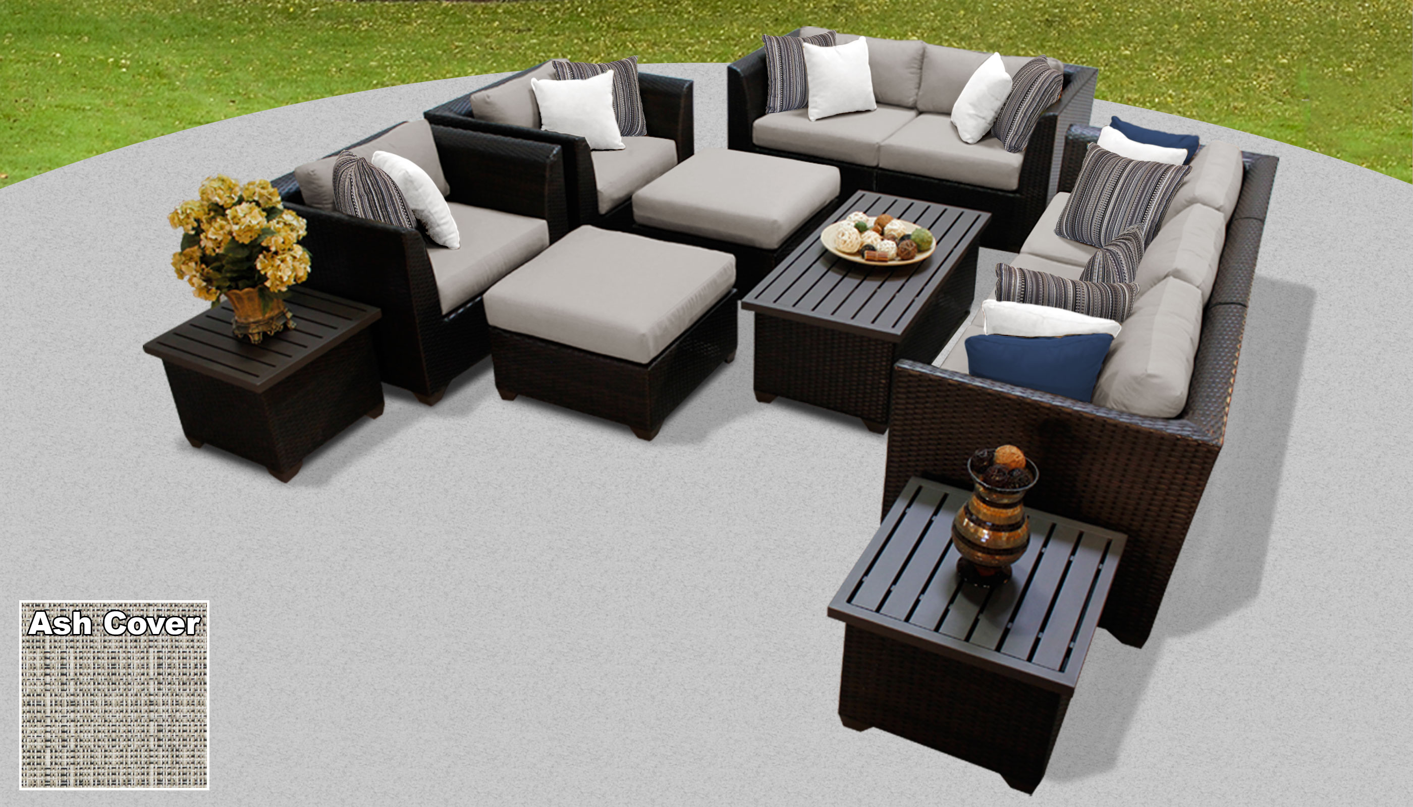 TK Classics Barbados 12 Piece Wicker Outdoor Sectional Seating Group with Storage Coffee Table and End Tables, Ash - image 4 of 11