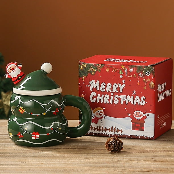 Adornos navideños, adornos navideños, regalos navideños, tazas navideñas, tazas de cerámica de gran capacidad, tazas de Papá Noel, regalos navideños, tazas navideñas de muñeco de nieve, taza de cerámi