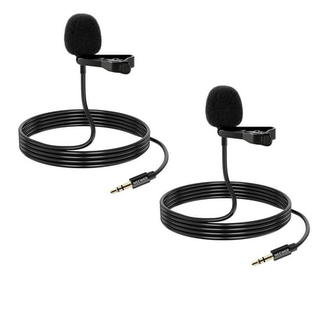 Neewer CM5 2-Pack Lavalier Lapel Microphone, Omnidirectional Condenser Wired Clip-on Lav Mics for Stage & Live Streaming