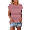 thumbnail image 1 of Mujeres de Manga Corta Tops Casual Cuello Redondo Impresión Blusa Poliéster Ligero Top, Camisa de las Señoras de la Moda para el Hogar Diario Y el Uso Cómodo, 1 of 9