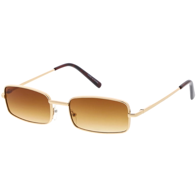 Classic Small Metal Rectangle Sunglasses Neutral Colored  display picture 1