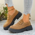 thumbnail image 2 of Domzle Loafers for Womens Dress Shoes Slip on Loafers Platform Business Casual Non-Slip for Daily Office Work Dressy Heeled Chunky Sole Brown, 2 of 7