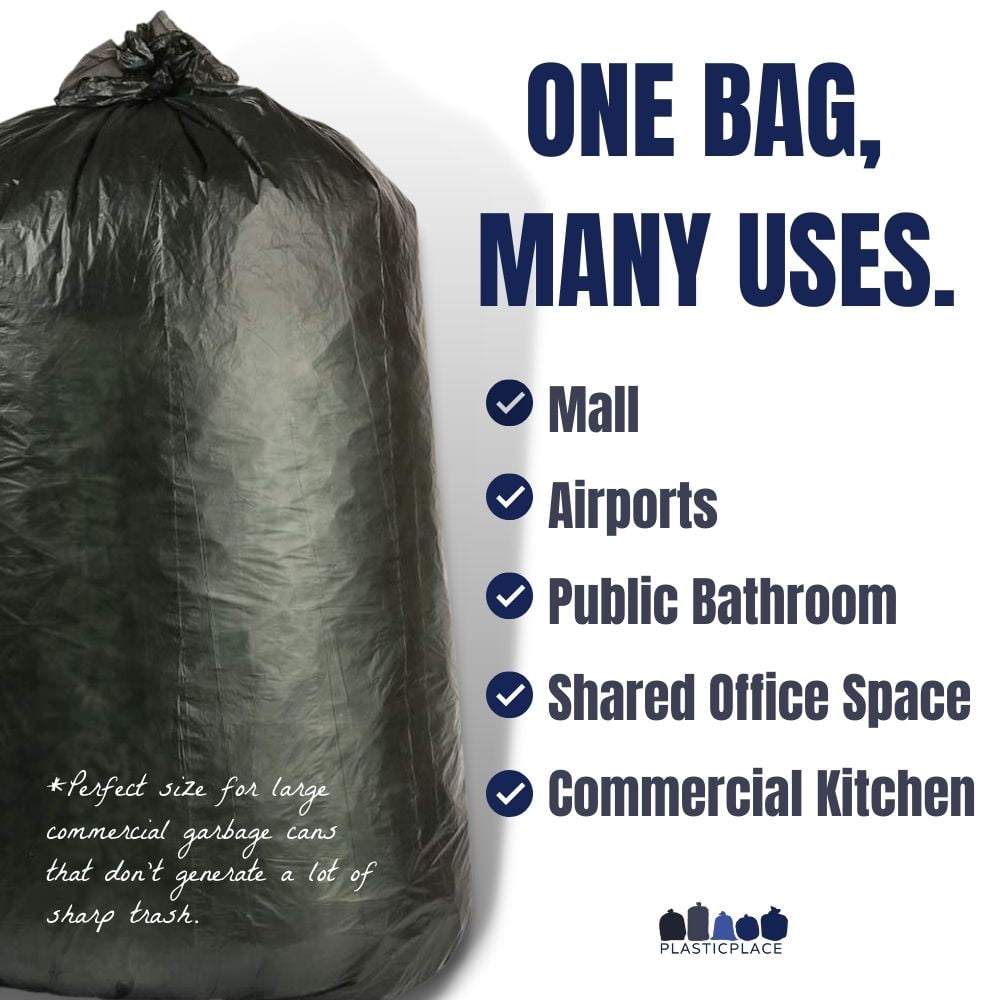 Plasticplace 32-33 Gallon Trash Bags, 2.0 Mil, 33Wx39H, 100/case