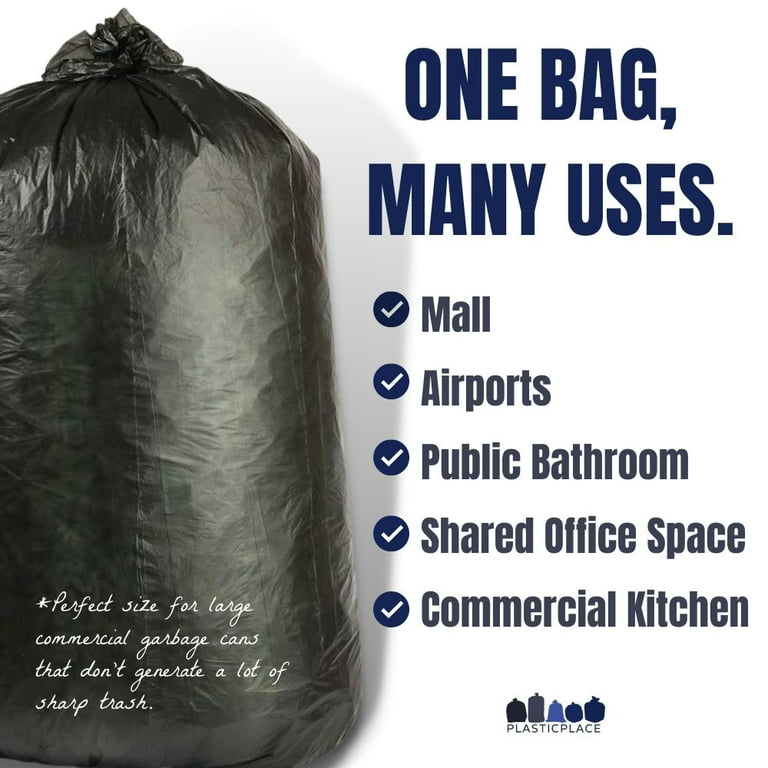 Plasticplace 40-45 Gallon High Density Trash Bags, Black (250 Count)