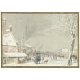 thumbnail image 2 of Cornelis van Noorde 24x18 Black Ornate Framed Double Matted Museum Art Print Titled: Frozen City Canal with Skaters (1769), 2 of 5