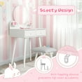 thumbnail image 4 of Pirecart Kids Vanity Set with Mirror and Stool, 2 in 1 Girl Vanity Set with Drawer, Princess Makeup Dressing Table with Detachable Top for Age 3+, White, 4 of 8