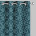 thumbnail image 3 of S4sassy Cotton Duck Floral Damask Blue Set of 2 Panel Eyelet Bed Room Door Curtains Drapes- 54x90 Inches, 3 of 5