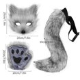 thumbnail image 3 of 3Pcs Animal Cosplay Costume Halloween Animal Foxes Cosplay Set Including Plush Foxes Mask, Tail, Gloves dark gray, 3 of 4