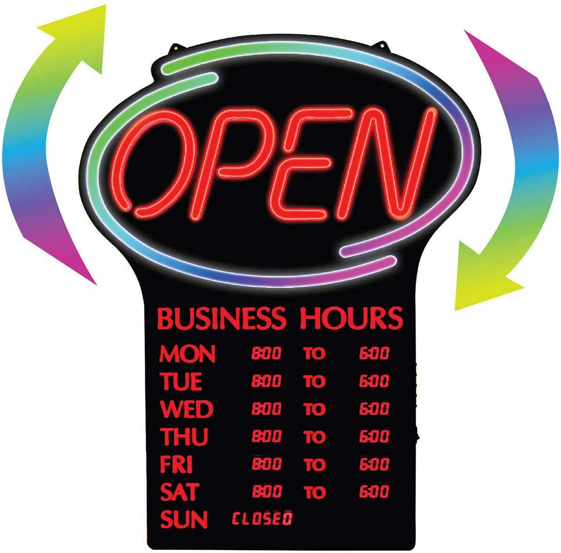 Newon LED OPEN Sign with Programmable Business Hours and Flashing Effects  English Only