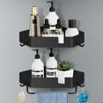 thumbnail image 1 of Etagere de Douche d'angle, Etagere Salle de Bain Sans Percage Lot de 2, Etagere Murale Douche Etagere Douche Adhesive mit 4 Crochets, Etagère Rangement Support Douche,Noir Noir, 1 of 5