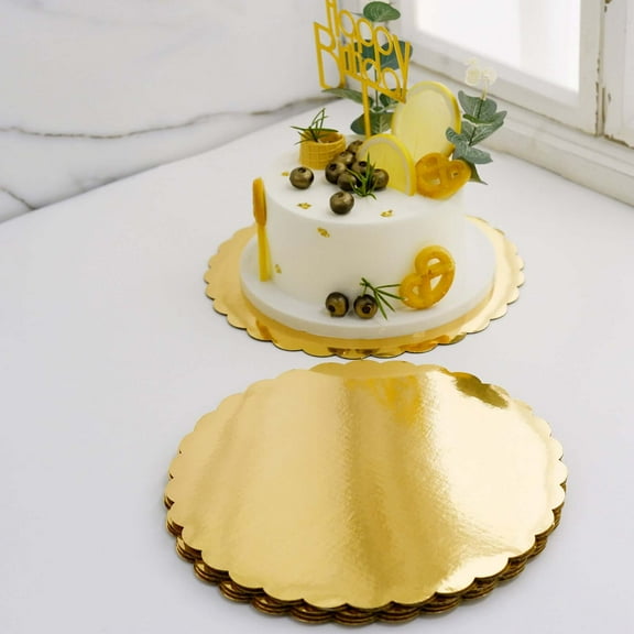 Efavormart Set of 18 - Metallic Gold Round Cake Boards, Scalloped Edge Cake Circle Base - 6"-8"-10" for Birthday Cake Decorations, Cookies, Pies, Cupcakes, Muffins, Pizza Serving