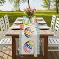 thumbnail image 4 of Table Runners 70 Inches Long Dress Scarves, Easter Farmhouse Coffee/Dining/Kitchen Table Decor, Holiday Table Runner, Colorful Eggs Rabbit Flowers Leaves Blue Plaid 13x70 Inch, 4 of 9