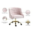 thumbnail image 2 of Meridian Furniture Arden Swivel Adjustable Pink Velvet and Gold Office Chair, 2 of 12