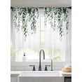 thumbnail image 2 of Green Eucalyptus Sheer Curtains 45 Inch Length 2 Panels Set, Weeping Botanical Leaf Watercolor Voile Window Treatment Rod Pocket Small Kitchen Curtains Drapes for Bedroom 52"x45"x2, 2 of 7
