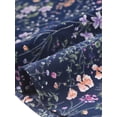 thumbnail image 5 of INSPIRE CHIC Women's Retro Print Short Sleeve Bow Tie Peter Pan Collar Chiffon Blouse S Dark Blue-Floral, 5 of 6