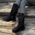 thumbnail image 4 of Black Feminine Mid Calf Boots With Buckle Detail Round Toe And Heel For Winter Wear Comfortable And Stylish, 4 of 9