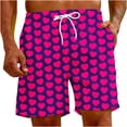 thumbnail image 4 of Penkiiy Men Drawstring Valentine's Day Love Print Beach Casual Trouser Shorts Pant L Hot Pink, 4 of 9
