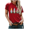 thumbnail image 1 of T-shirts d'Été pour Femmes Grande Taille à Manches Courtes Femmes Pâques Col Rond Imprimé Nain T-shirt Haut Manches Courtes Blouse Décontractée Ample Col en V T-shirt Femmes en Liquidation, 1 of 4