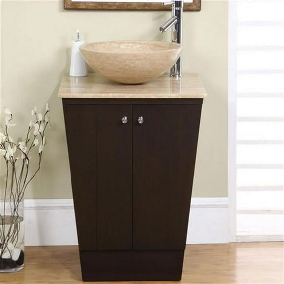Modern Travertine Bathroom Vanity, Single Sink - 22 in. Wide