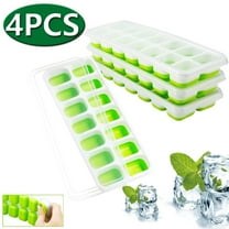 Ice Cube Trays Silicone Ice Cube Mold for Cocktail Frozen Drinks Freezer Stackable Ice Trays with Covers, 4 Pack